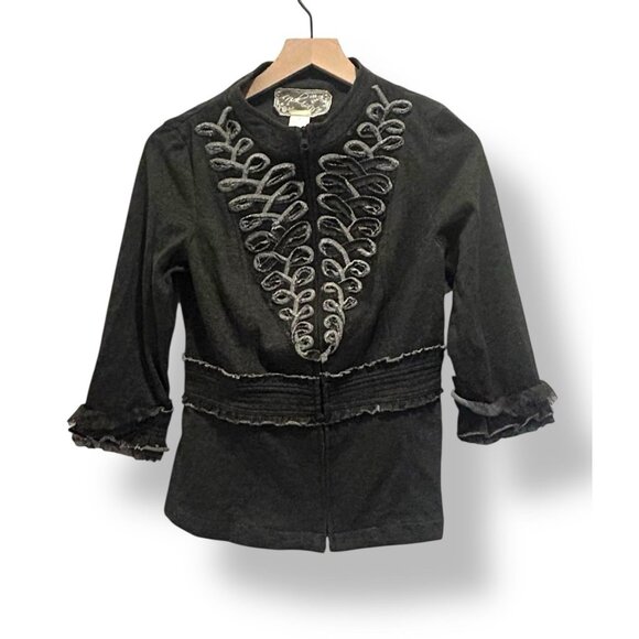 Anthropologie Nick & Mo Textured Lace Jacket Womens Size Small Zipper Closure - Picture 14 of 14